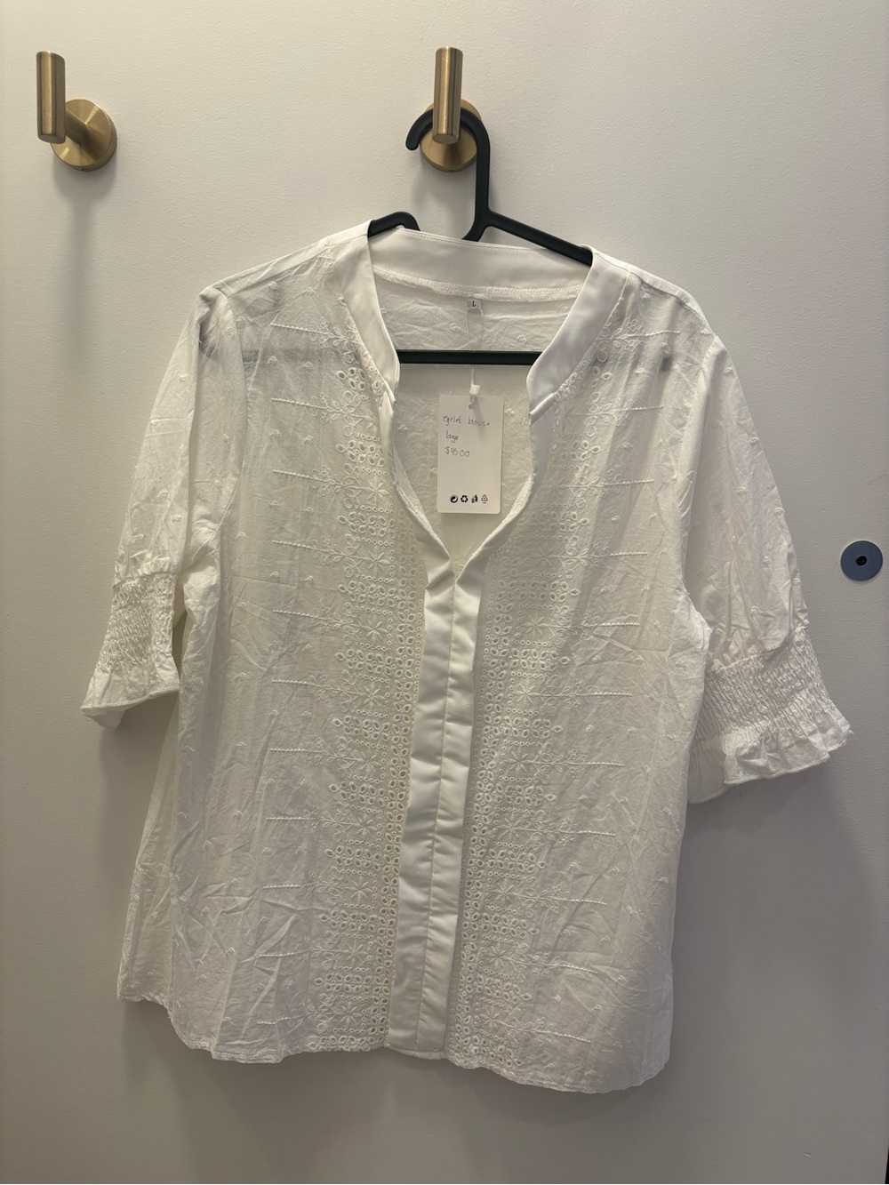 White Embroidered Women's Button-Front Shirt